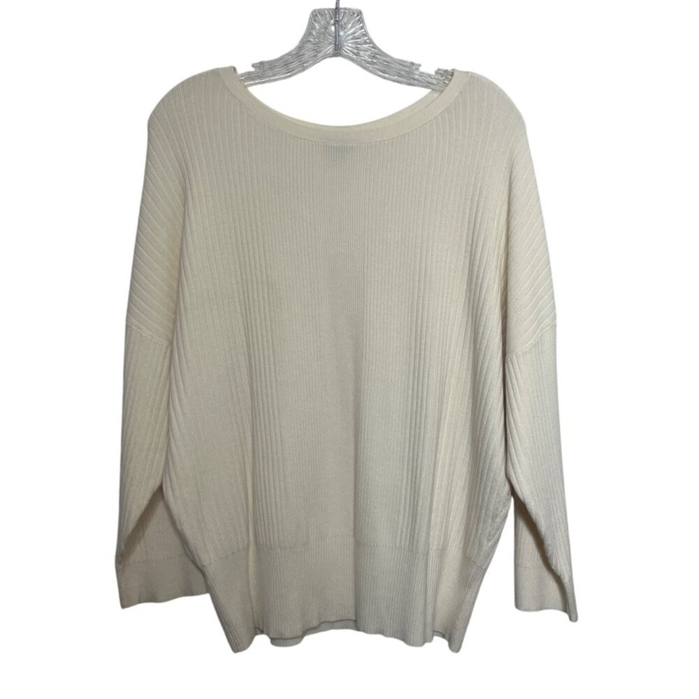 Ann Taylor Factory Ribbed Pullover Sweater Womens XL Cream New WOT